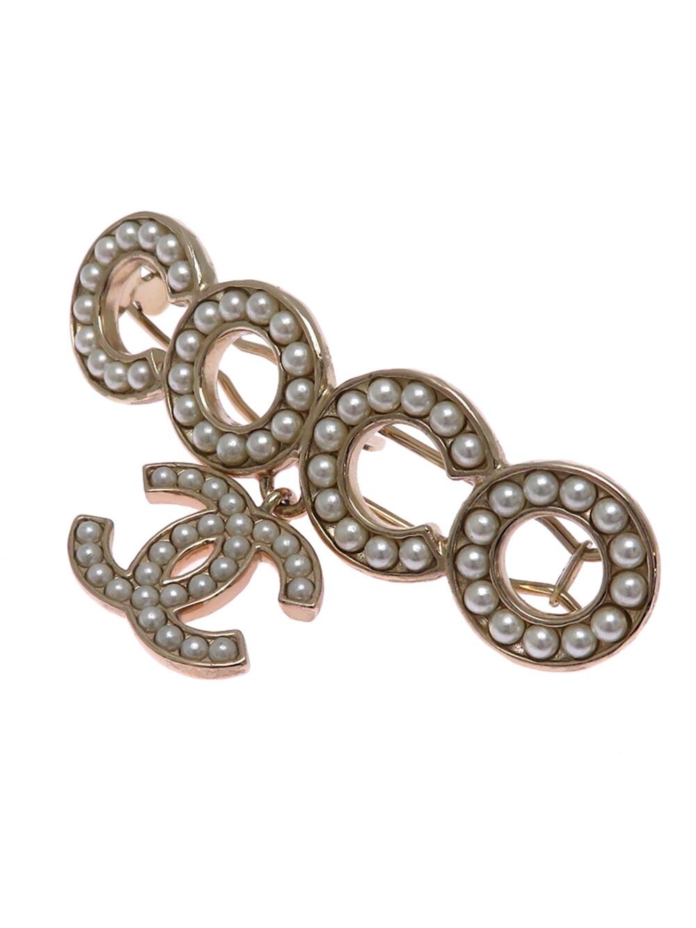Chanel Cc Logo Brooch Silver-Tone Metal #222059C11B